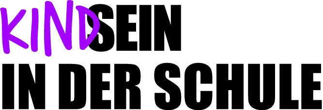 Grafik Kindsein in der Schule, das Kind ist lila geschrieben