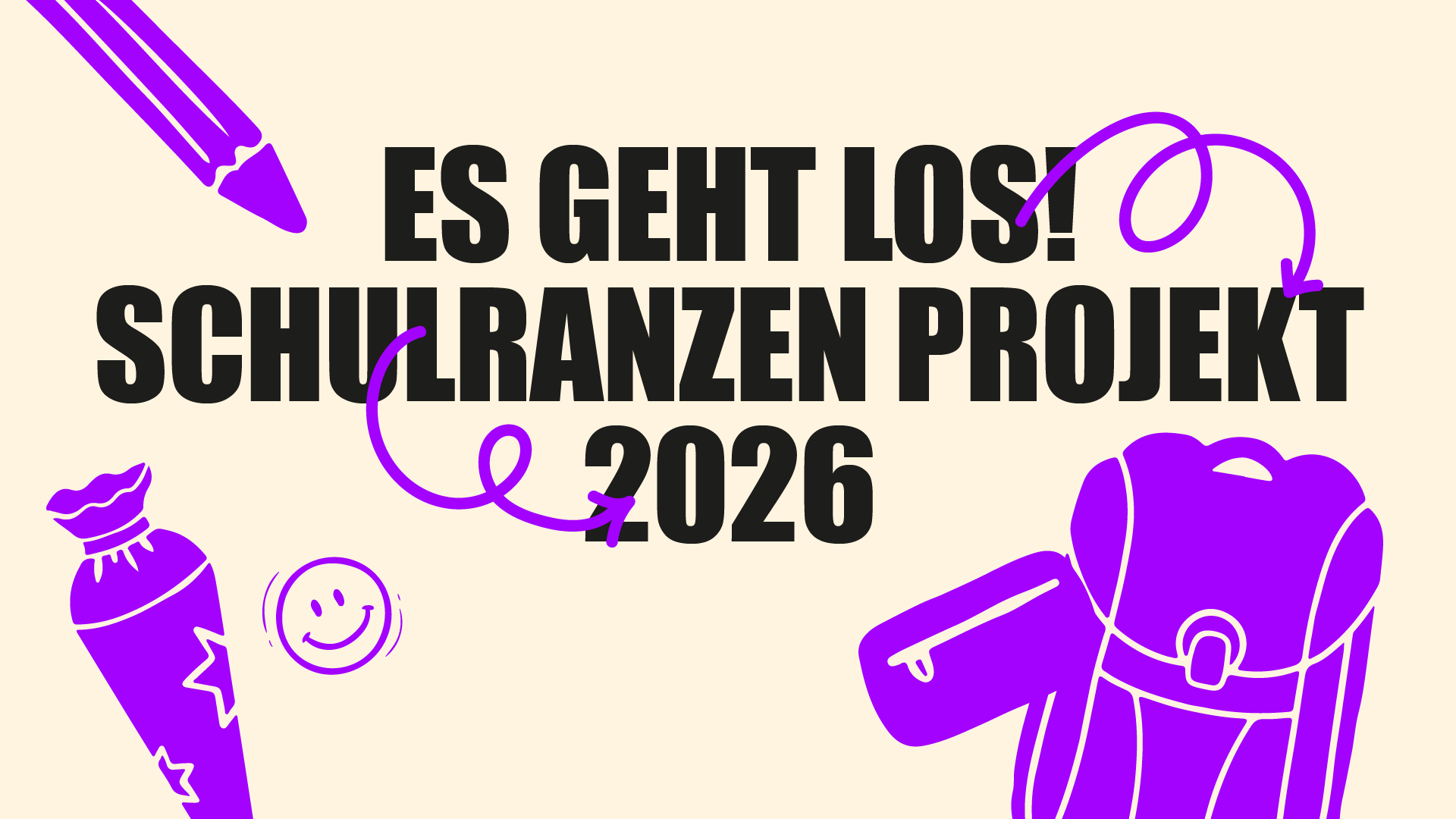Es Geht Los! Schulranzenprojekt 2026 mit Illustrationen von Schulmaterialien